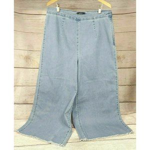 Forever 21 Plus Women Jeans High-Rise Ankle Wide Leg Light Denim Pants Side Zip